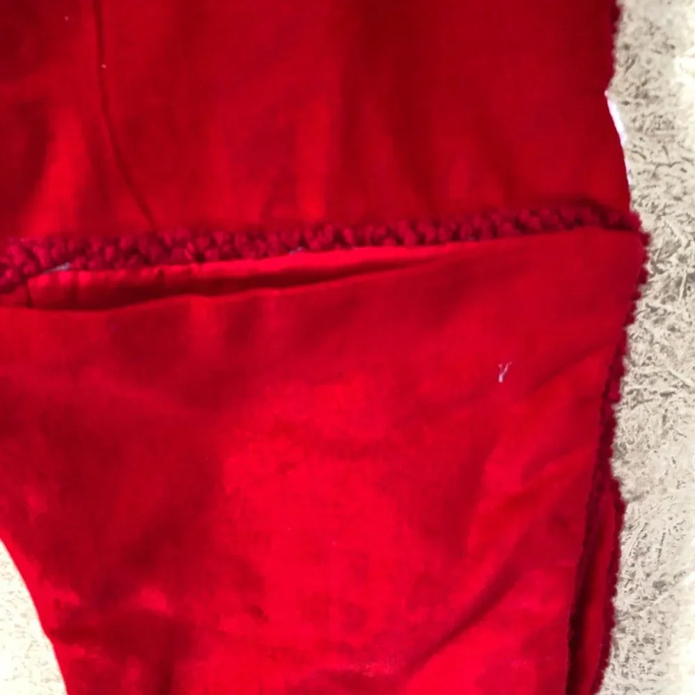 Vintage 3D Santa Reindeer SUPER Plush Quilted Christmas Stocking 20